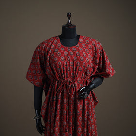 Ajrakh Hand Block Print Natural Dyed Cotton Long Kaftan 13