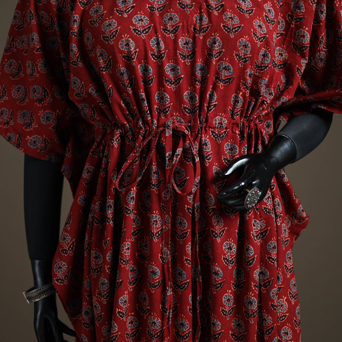 Ajrakh Hand Block Print Natural Dyed Cotton Long Kaftan 13