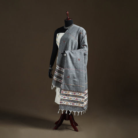 Kantha Hand Embroidered Khes Handwoven Cotton Dupatta 33