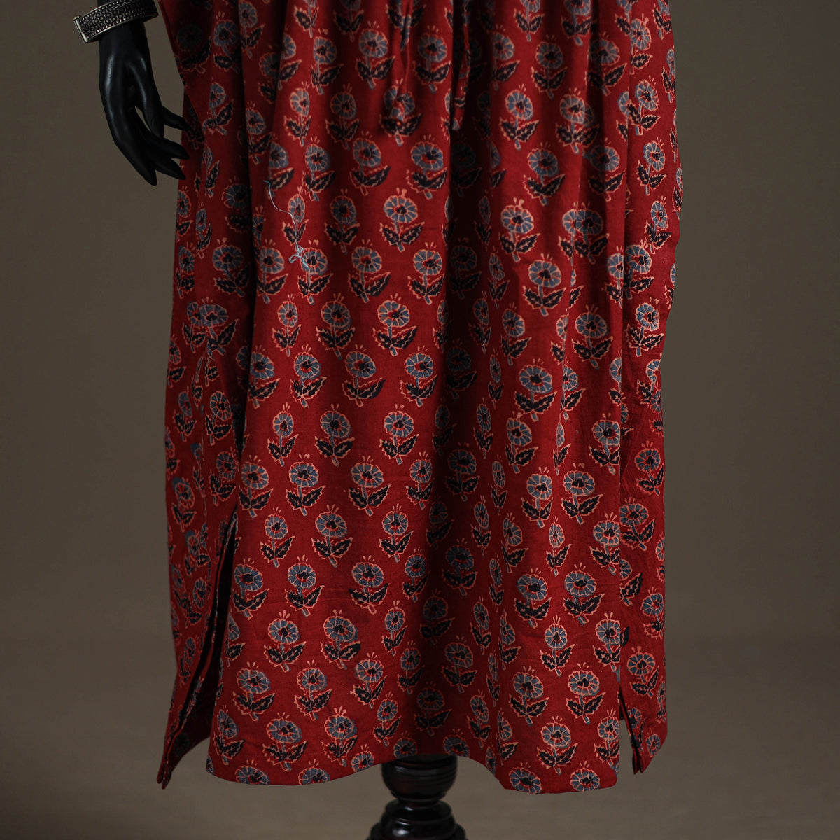 Ajrakh Hand Block Print Natural Dyed Cotton Long Kaftan 13