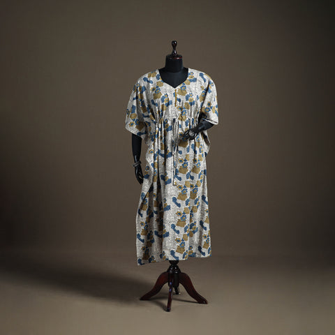 Ajrakh hand block print natural dyed cotton long kaftan 14