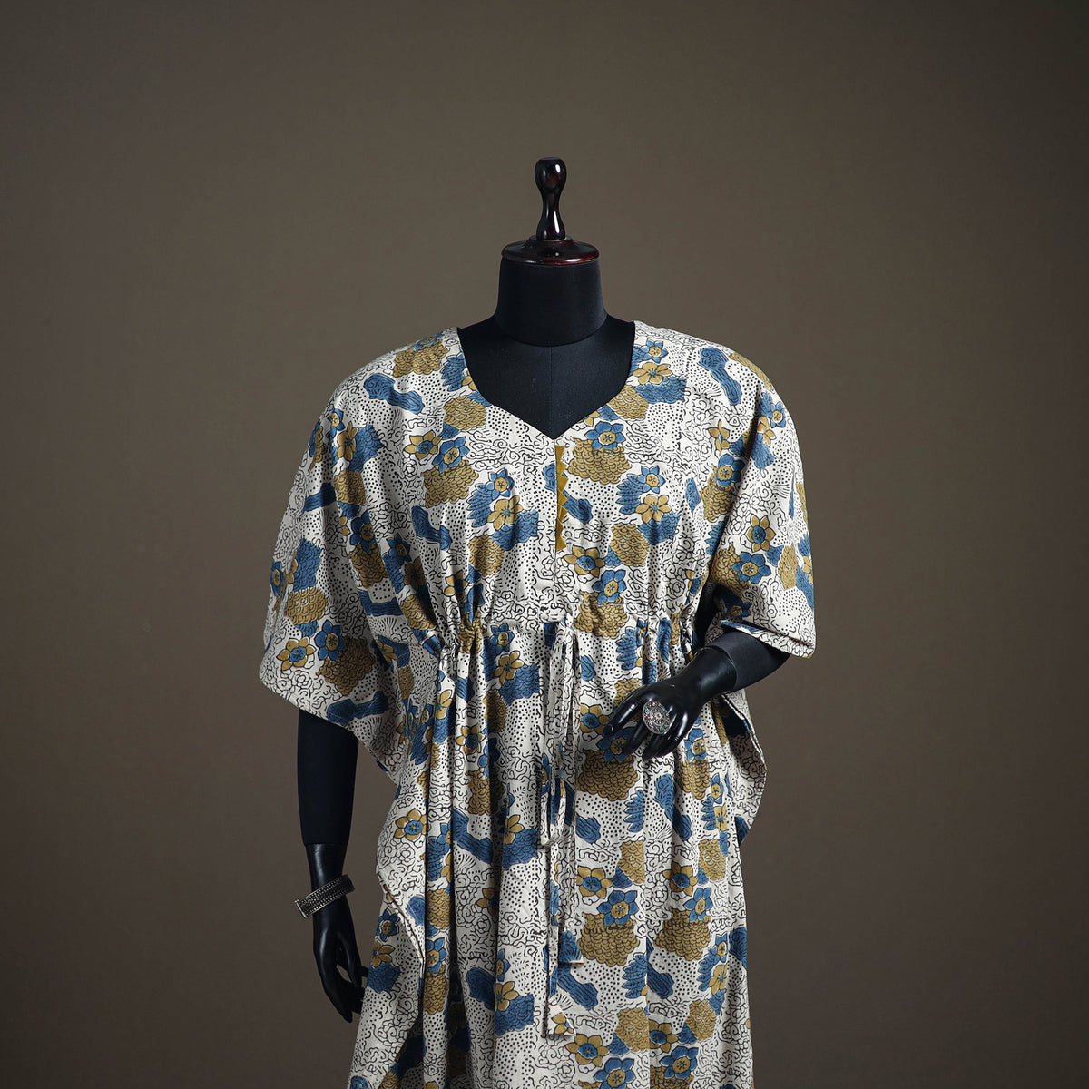Ajrakh Hand Block Print Natural Dyed Cotton Long Kaftan 14