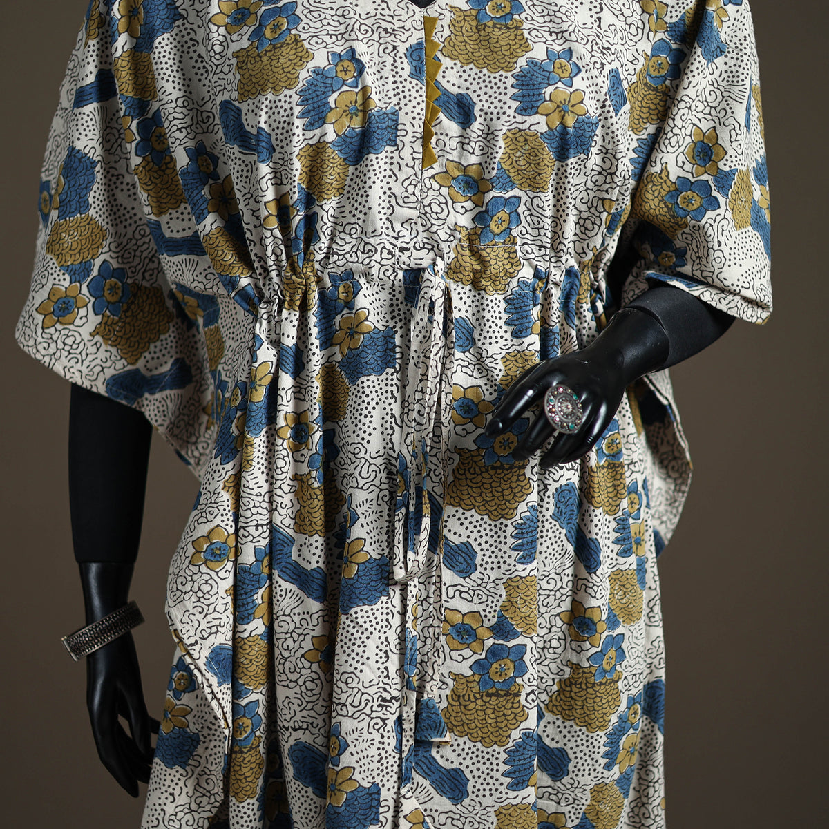 Ajrakh Hand Block Print Natural Dyed Cotton Long Kaftan 14