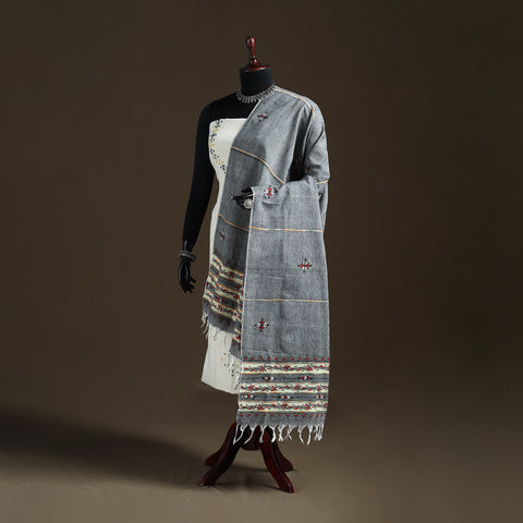Kantha Hand Embroidered Khes Handwoven Cotton Dupatta 34