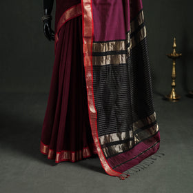 Handloom Zari Border Maheshwari Silk Saree 14