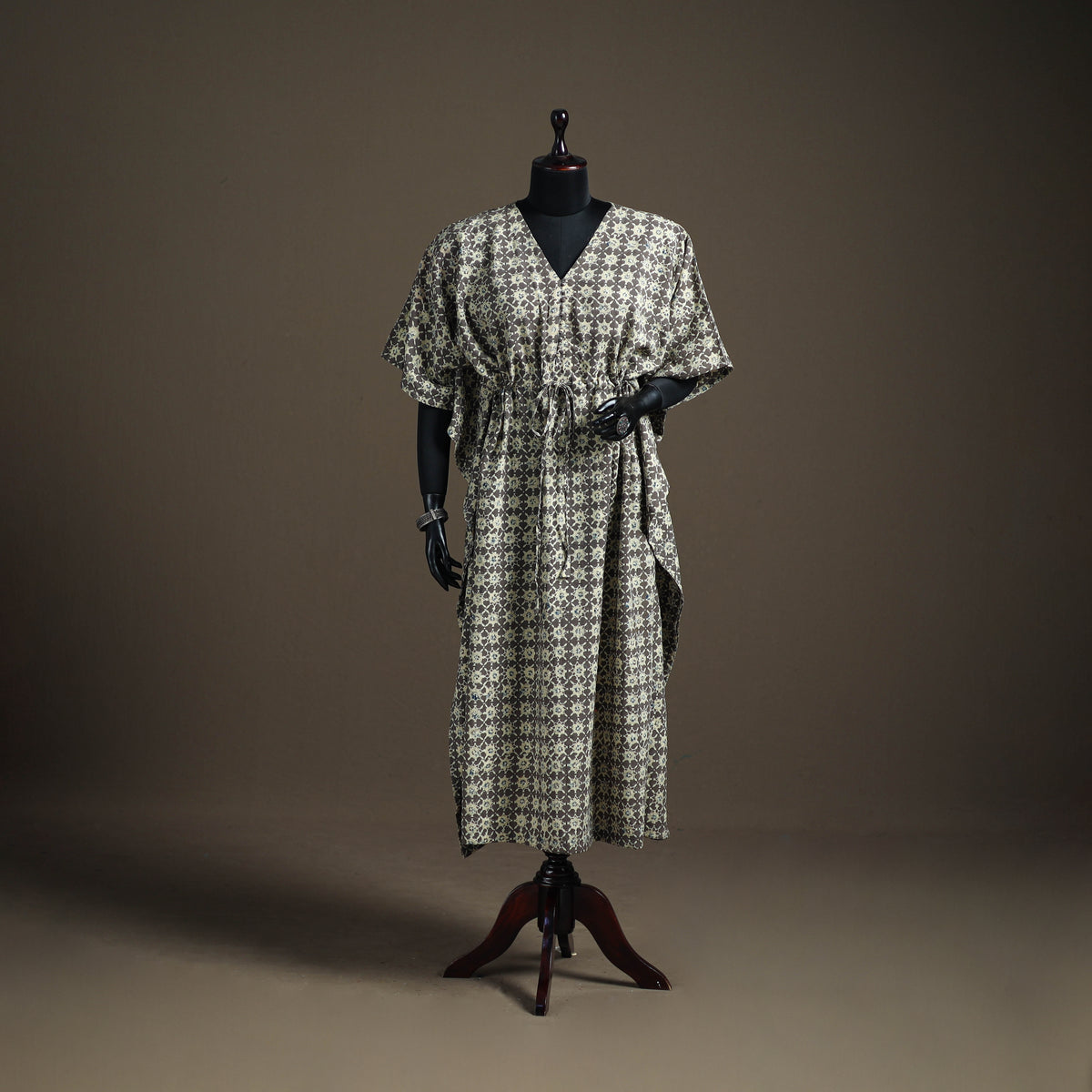 Ajrakh Hand Block Print Natural Dyed Cotton Long Kaftan 15