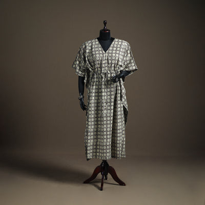 Ajrakh Hand Block Print Natural Dyed Cotton Long Kaftan 15