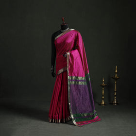 Handloom Zari Border Maheshwari Silk Saree 15