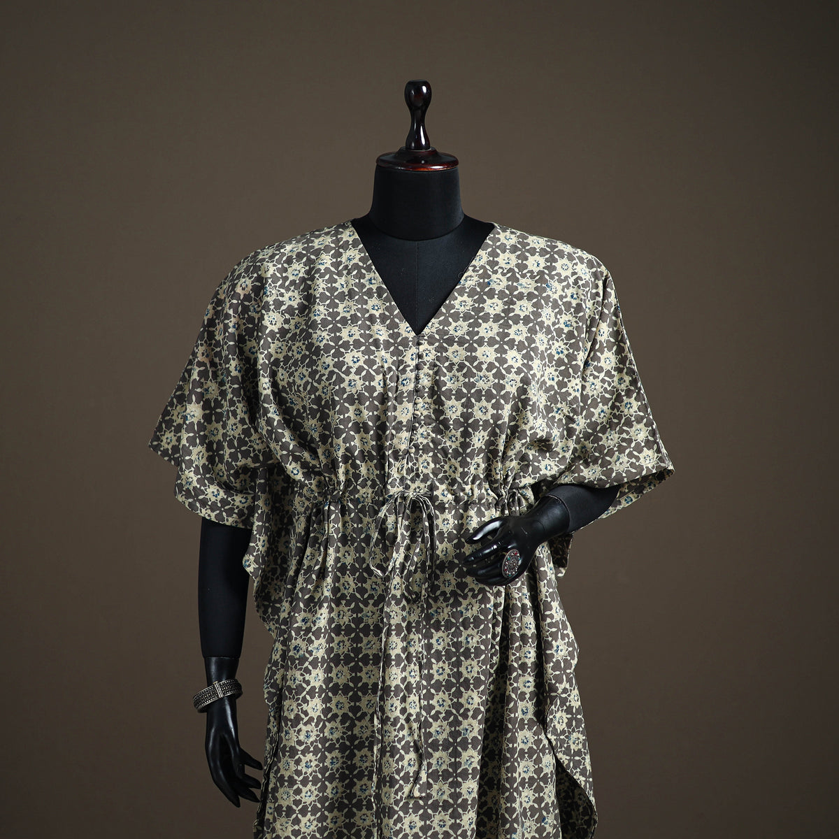 Ajrakh Hand Block Print Natural Dyed Cotton Long Kaftan 15