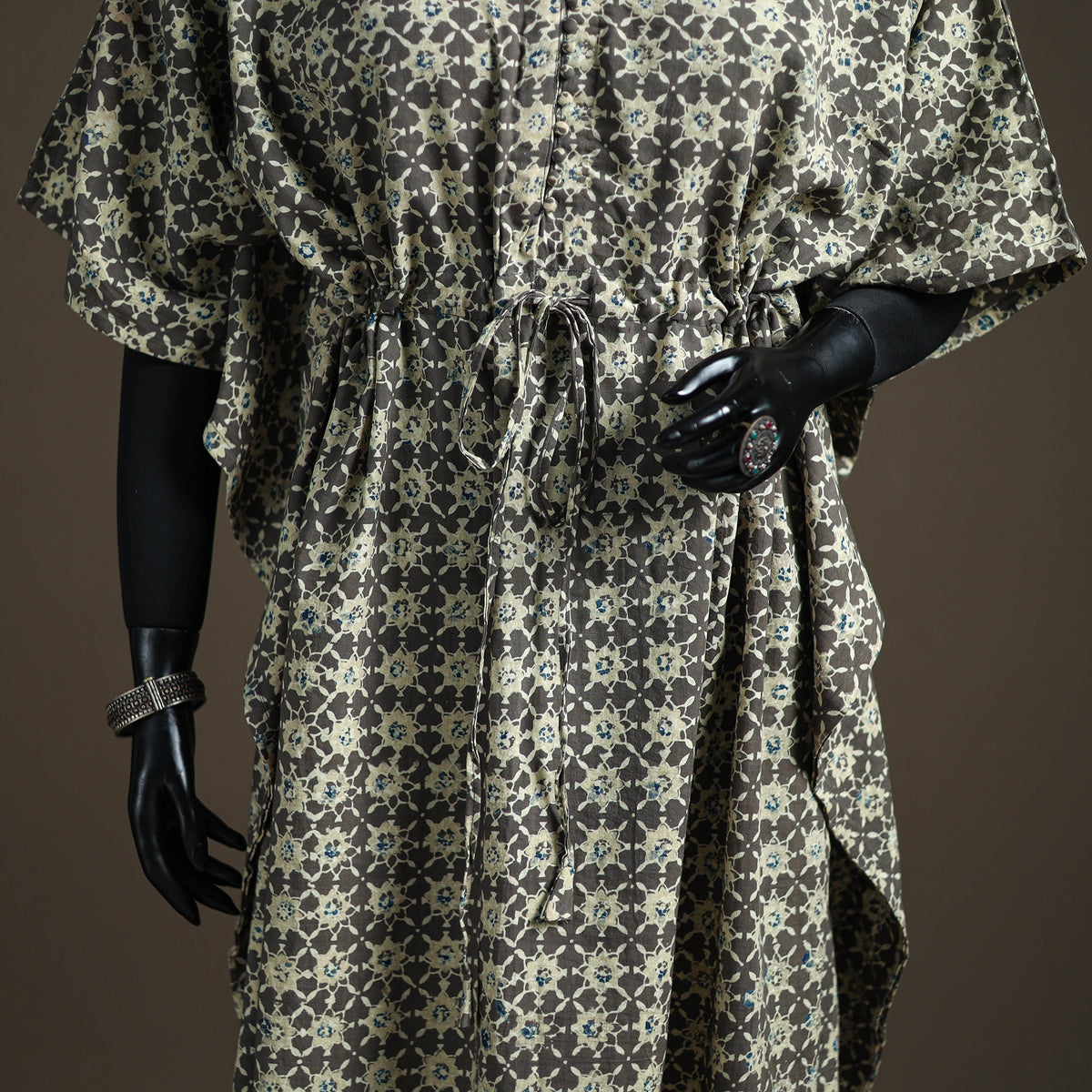 Ajrakh Hand Block Print Natural Dyed Cotton Long Kaftan 15