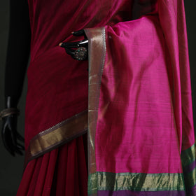 Handloom Zari Border Maheshwari Silk Saree 15