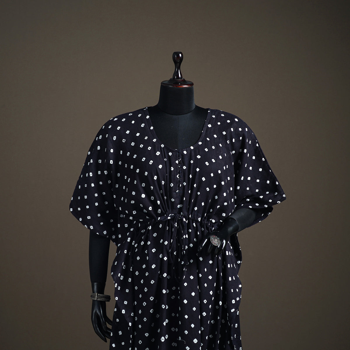 Bandhani Tie-Dye Cotton Long Kaftan 16