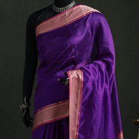 Handloom Zari Border Maheshwari Silk Saree 16