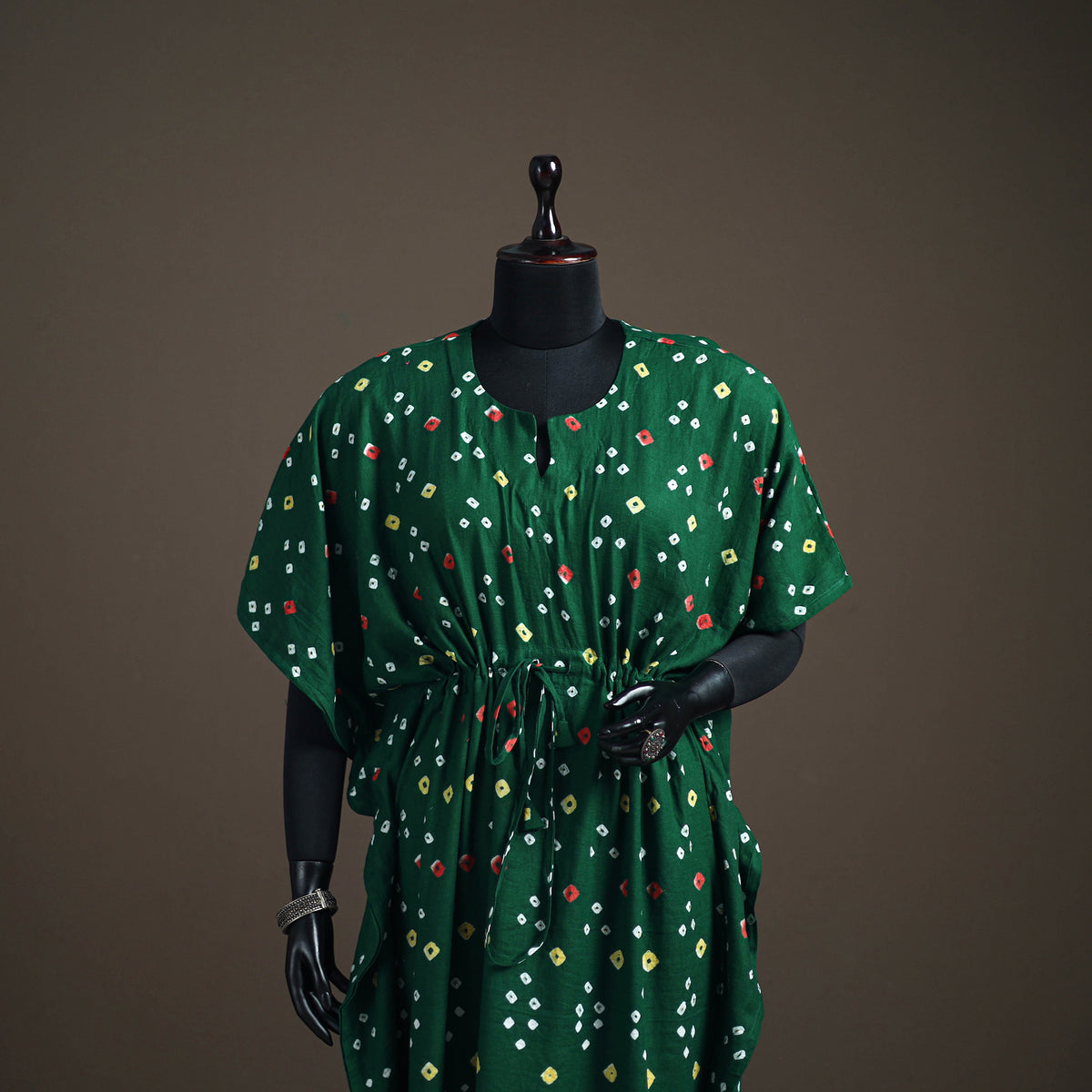 Bandhani Tie-Dye Cotton Long Kaftan 17