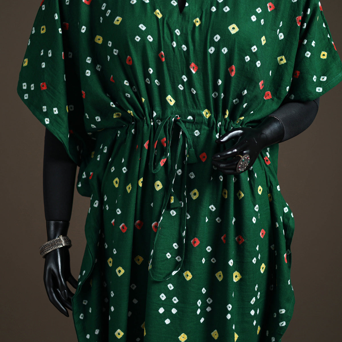 Bandhani Tie-Dye Cotton Long Kaftan 17