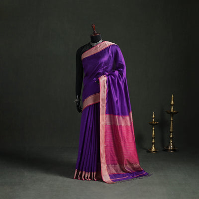Handloom Zari Border Maheshwari Silk Saree 16