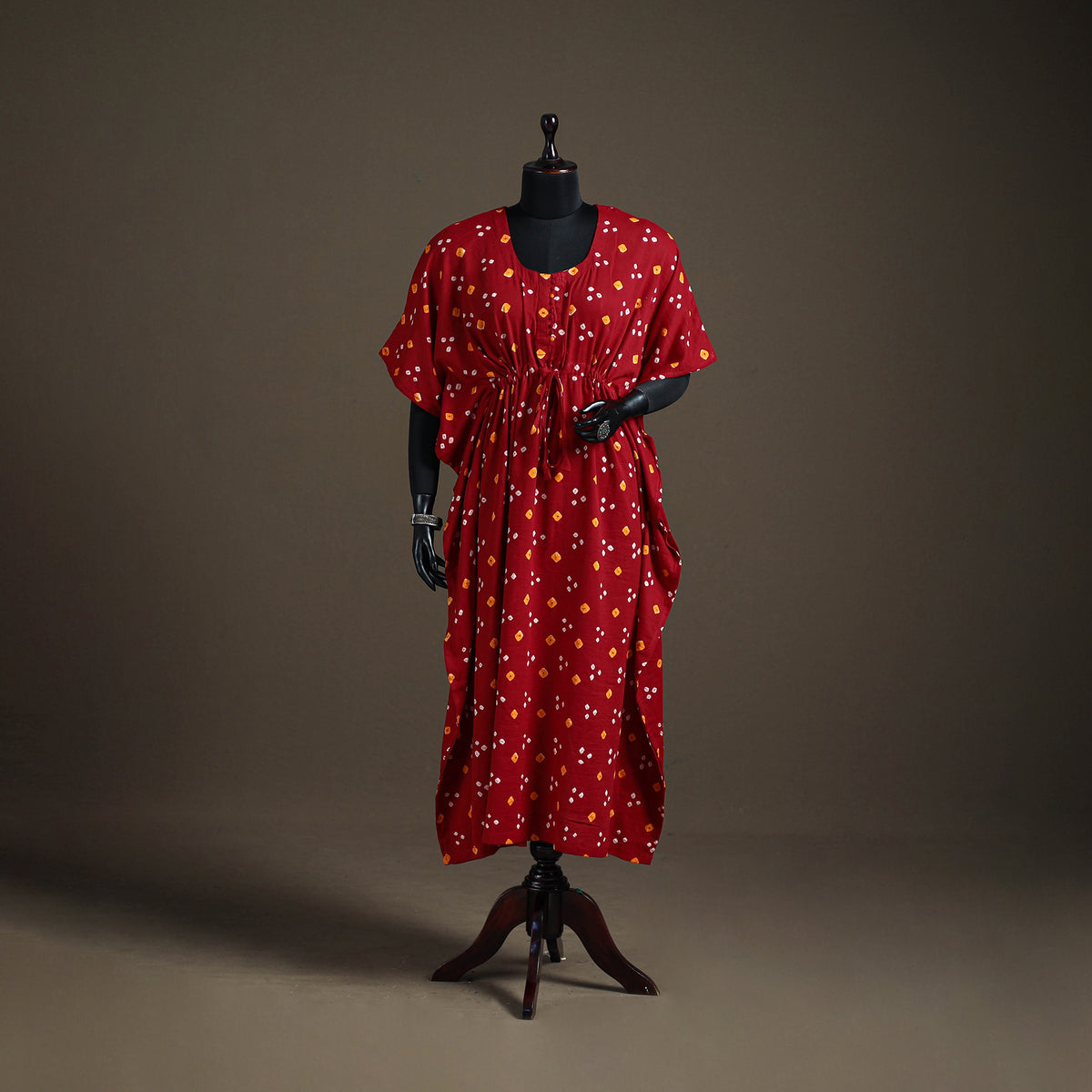Bandhani Tie-Dye Cotton Long Kaftan 18