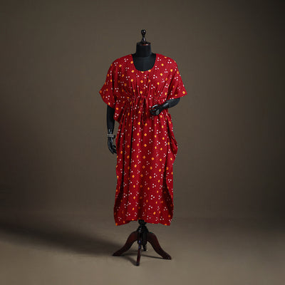 Bandhani Tie-Dye Cotton Long Kaftan 18