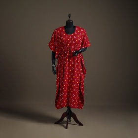 Bandhani Tie-Dye Cotton Long Kaftan 18
