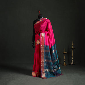 Handloom Zari Border Maheshwari Silk Saree 17