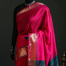Handloom Zari Border Maheshwari Silk Saree 17