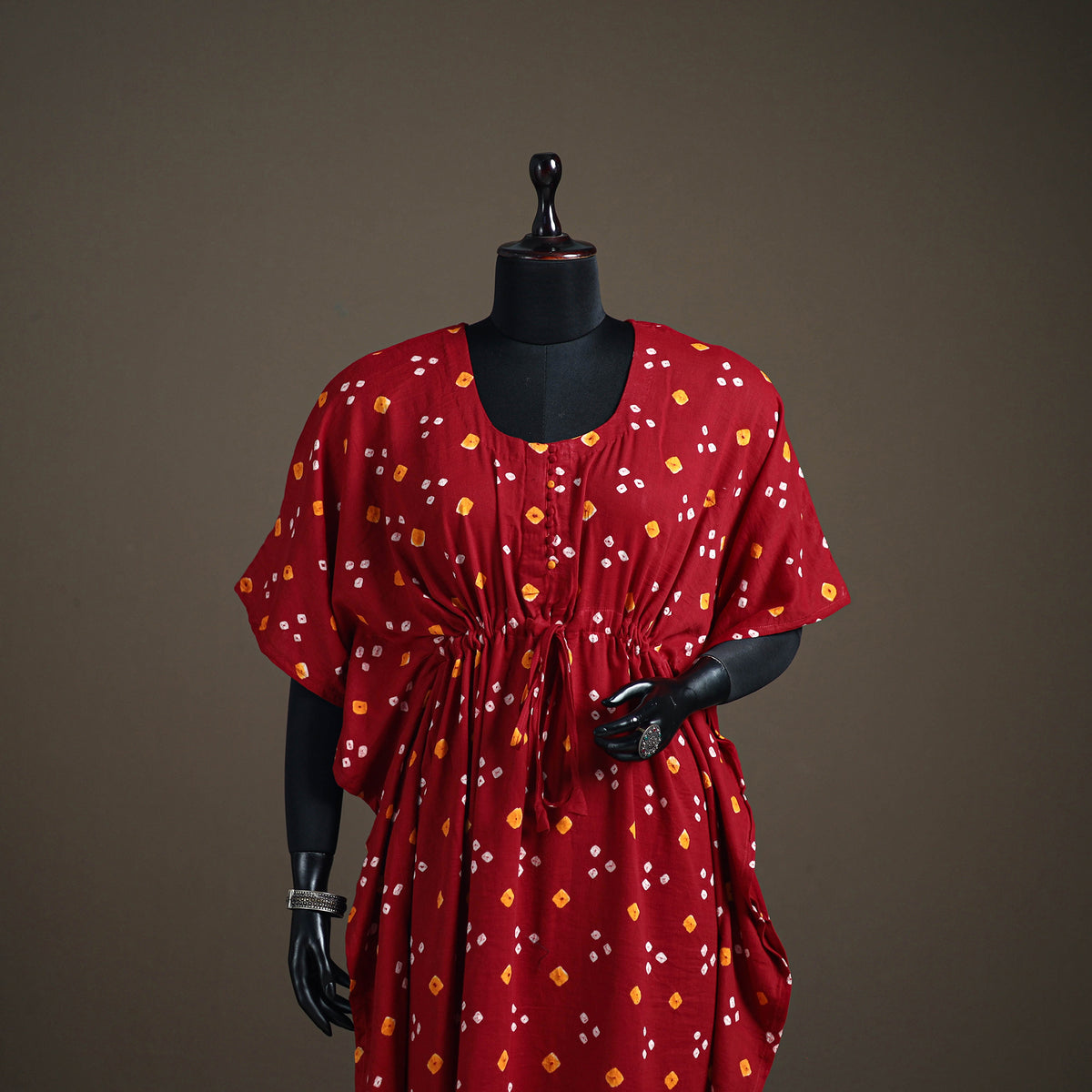 Bandhani Tie-Dye Cotton Long Kaftan 18