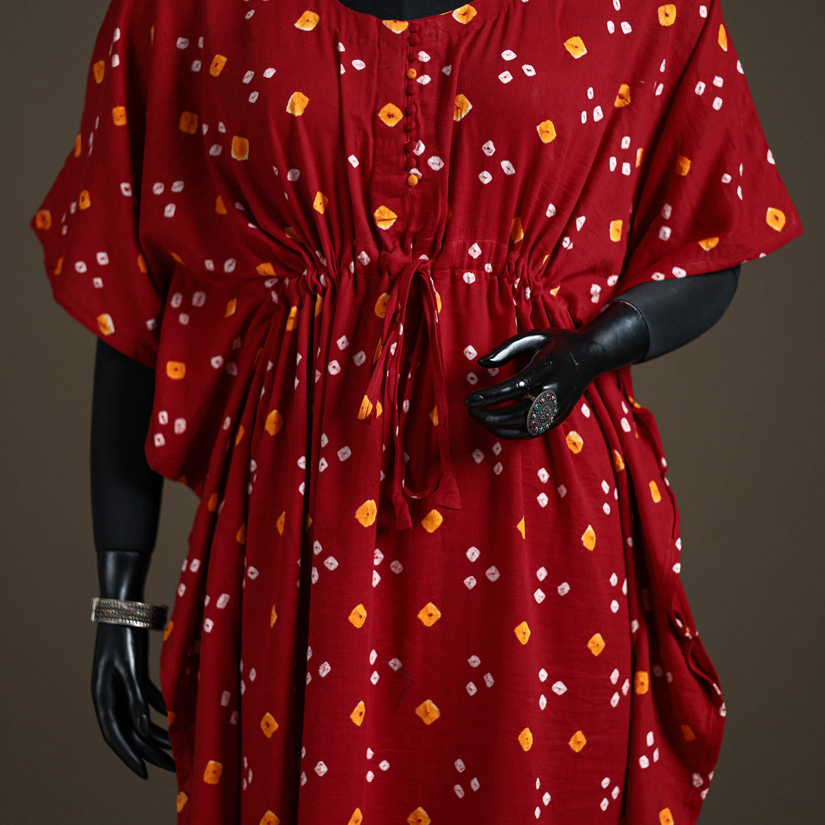 Bandhani Tie-Dye Cotton Long Kaftan 18