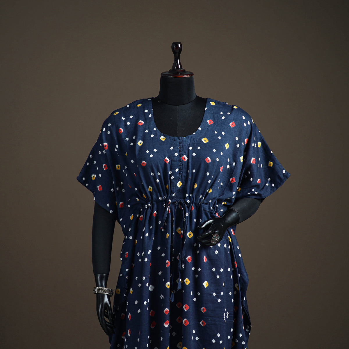 Bandhani Tie-Dye Cotton Long Kaftan 19