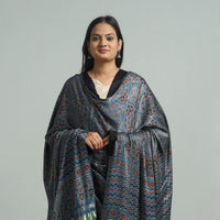 Blue - Ajrakh Modal Silk Dupatta with Zari Border 27