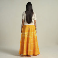 Yellow - Hand Batik Printed Running Stitch Cotton Long Skirt 46