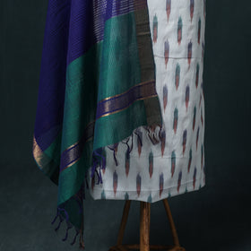 Pochampally Ikat Cotton Unstitched Dress Material: Kurta & Dupatta 01
