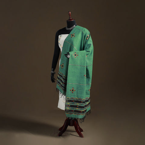 Kantha Hand Embroidered Khes Handwoven Cotton Dupatta 40