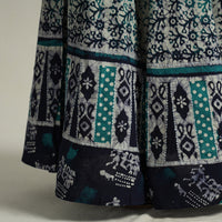 Blue - Hand Batik Printed Running Stitch Cotton Long Skirt 47