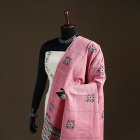 Kantha Hand Embroidered Khes Handwoven Cotton Dupatta 41