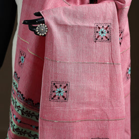 Kantha Hand Embroidered Khes Handwoven Cotton Dupatta 41