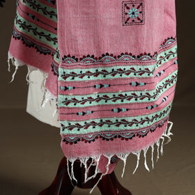 Kantha Hand Embroidered Khes Handwoven Cotton Dupatta 41