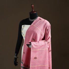 Kantha Hand Embroidered Khes Handwoven Cotton Dupatta 42