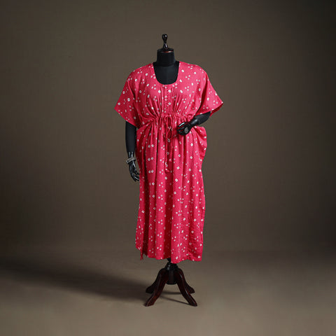 Bandhani Tie-Dye Cotton Long Kaftan 23