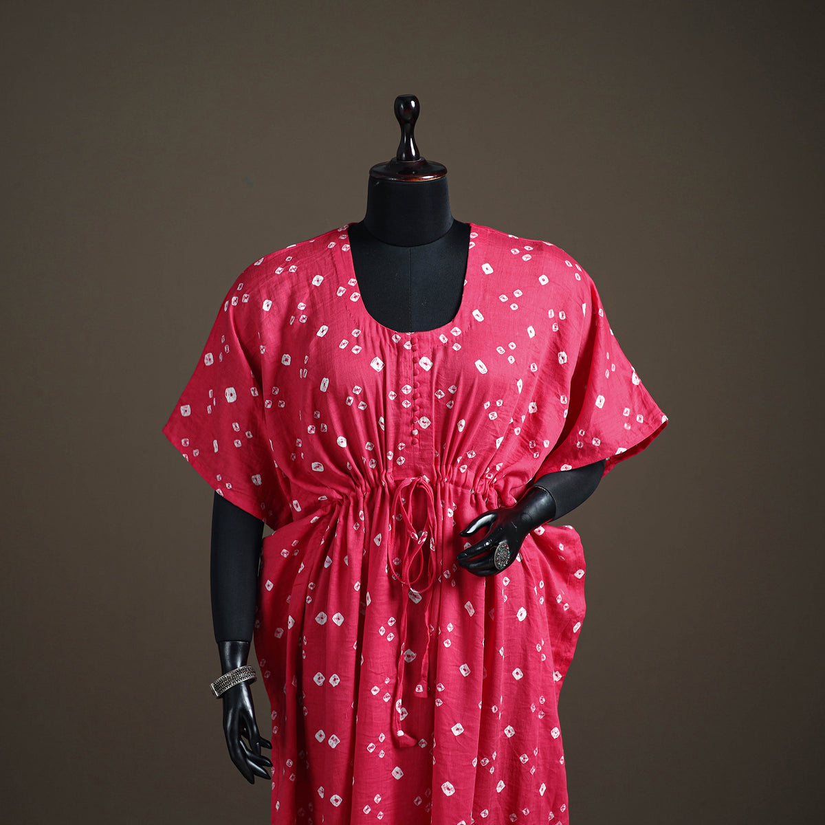 Bandhani Tie-Dye Cotton Long Kaftan 23