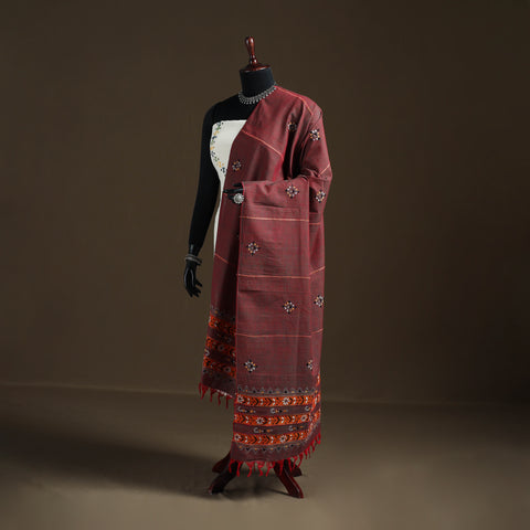 Kantha Hand Embroidered Khes Handwoven Cotton Dupatta 43