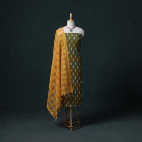 Pochampally Ikat Cotton Unstitched Dress Material: Kurta & Dupatta 04