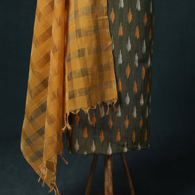 Pochampally Ikat Cotton Unstitched Dress Material: Kurta & Dupatta 04