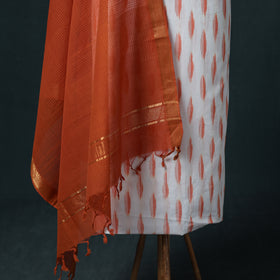 Pochampally Ikat Cotton Unstitched Dress Material: Kurta & Dupatta 05