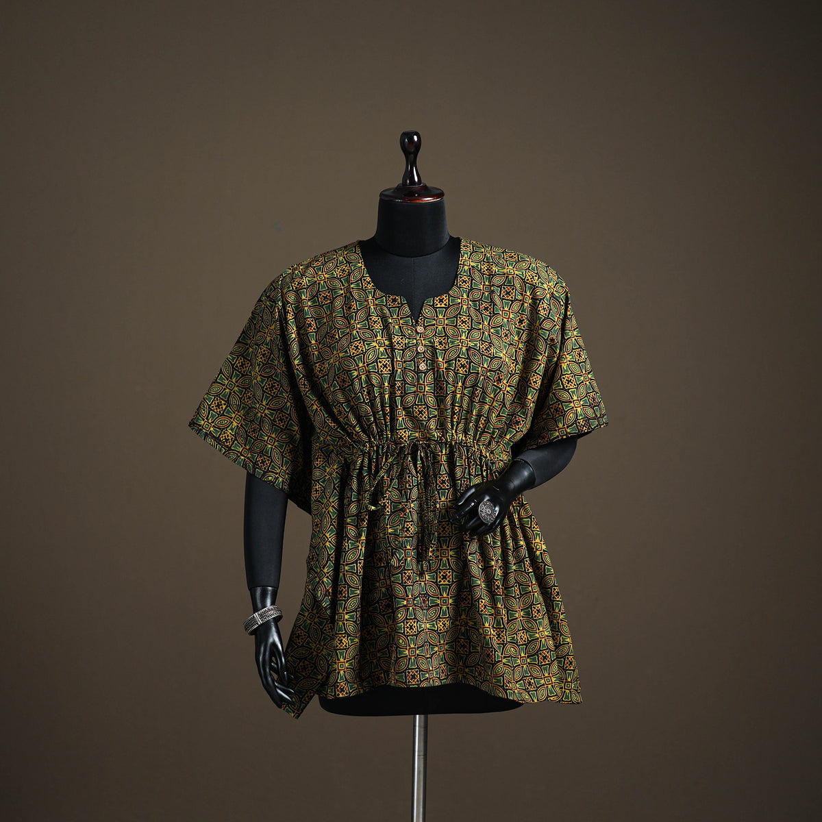 Ajrakh Hand Block Print Natural Dyed Cotton Short Kaftan 26