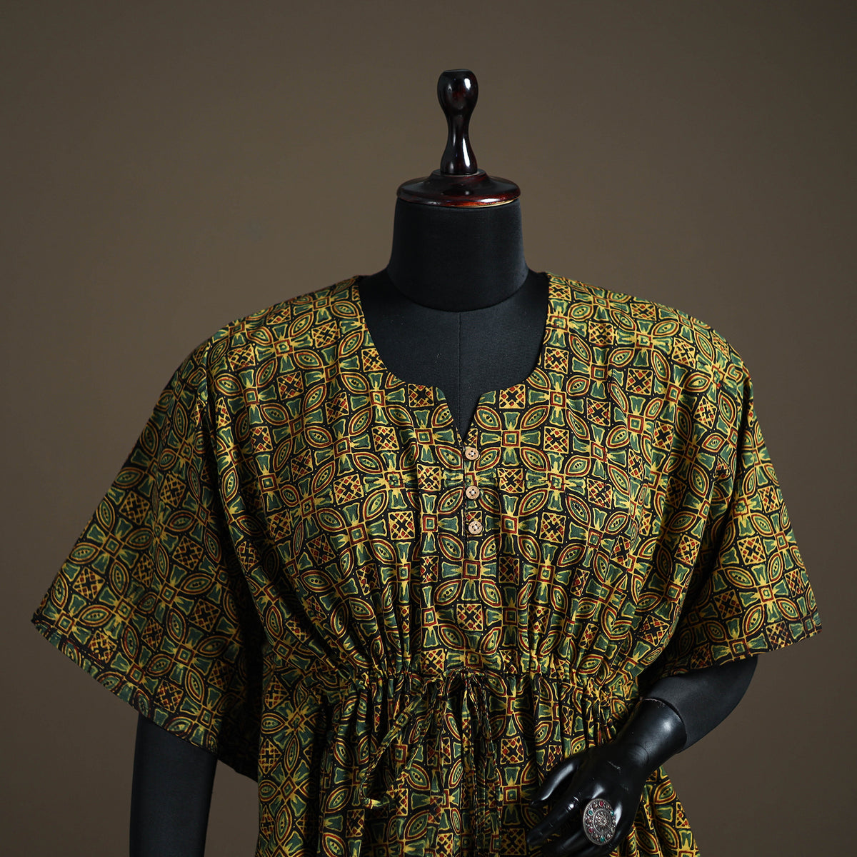 Ajrakh Hand Block Print Natural Dyed Cotton Short Kaftan 26