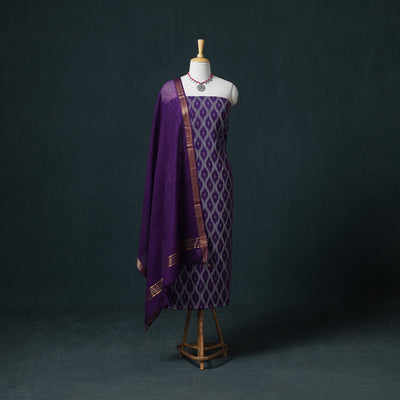 Pochampally Ikat Cotton Unstitched Dress Material: Kurta & Dupatta 06