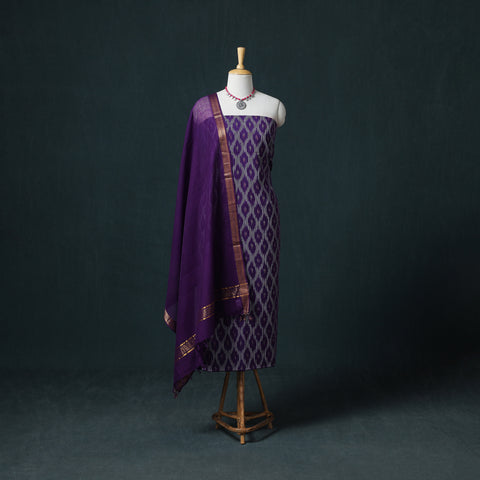 Pochampally Ikat Cotton Unstitched Dress Material: Kurta & Dupatta 06