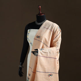 Kantha Hand Embroidered Khes Handwoven Cotton Dupatta 45
