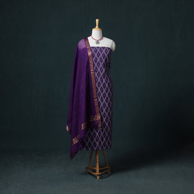 Pochampally Ikat Cotton Unstitched Dress Material: Kurta & Dupatta 06