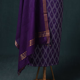 Pochampally Ikat Cotton Unstitched Dress Material: Kurta & Dupatta 06